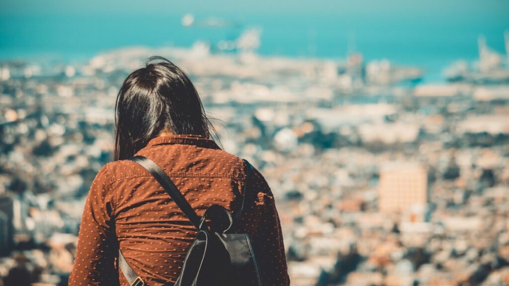 woman overlooking city
