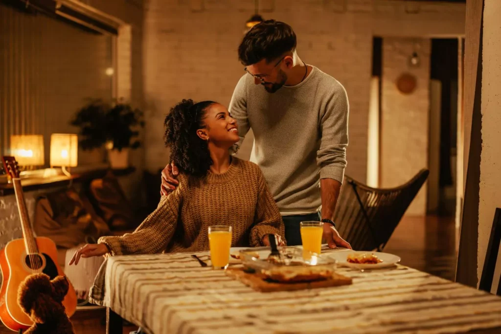 a couple pursuing connection by having dinner together