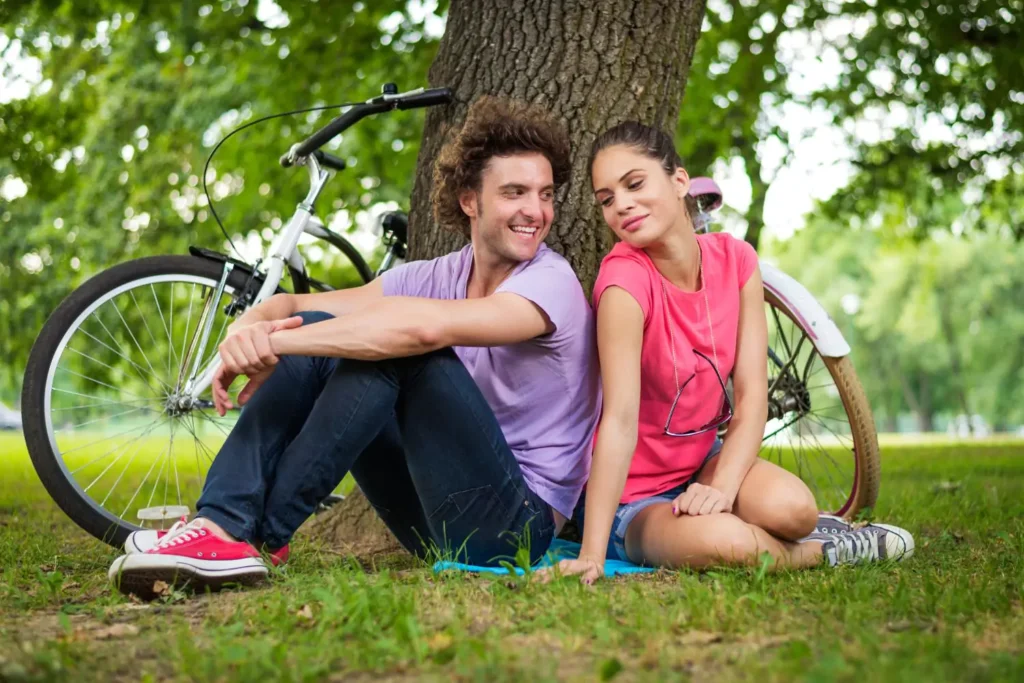 a guy and girl on a nice date