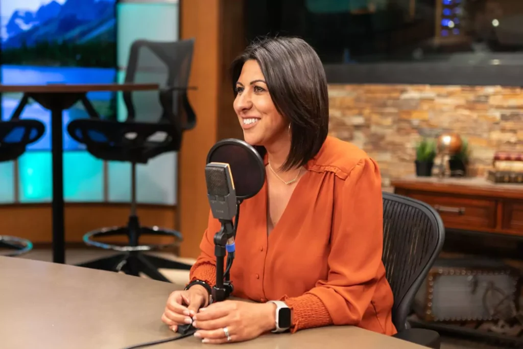 Debra Fileta recording a culture segment