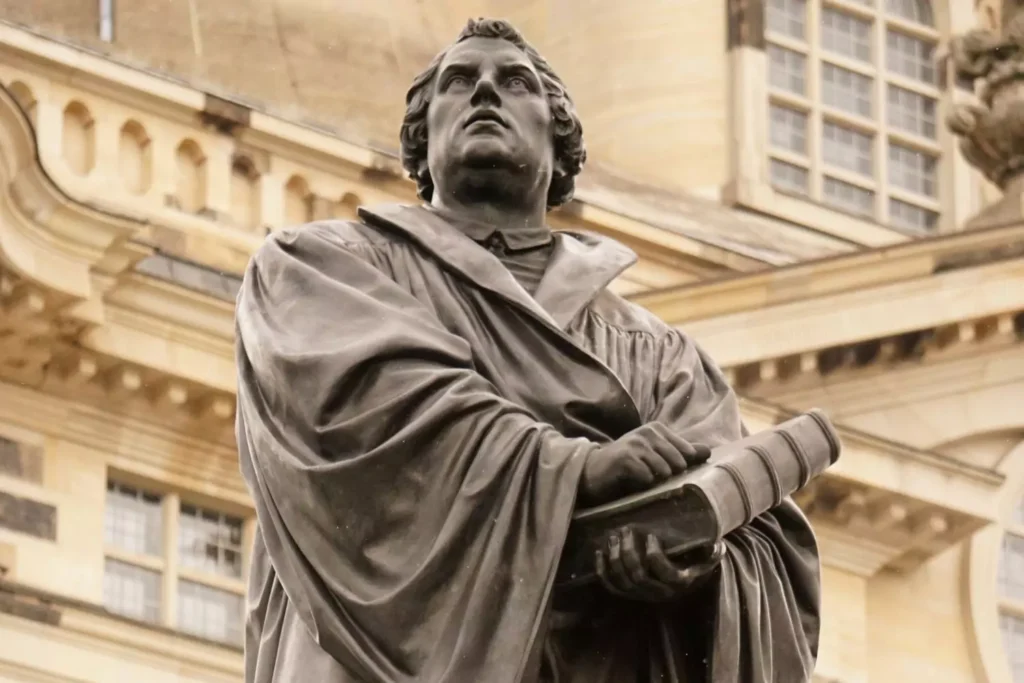 a statue of Martin Luther, symbol of the protestant reformation