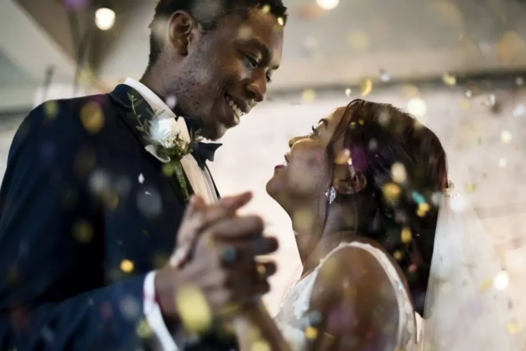 a couple dancing at their wedding