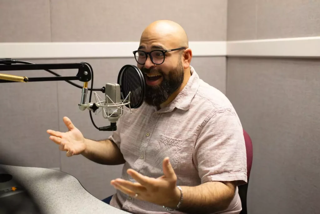 Angel Perez recording an inbox segment