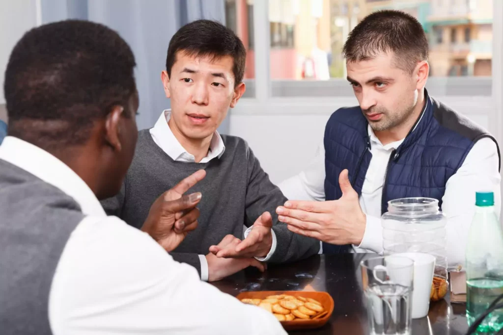 men talking in their accountability group