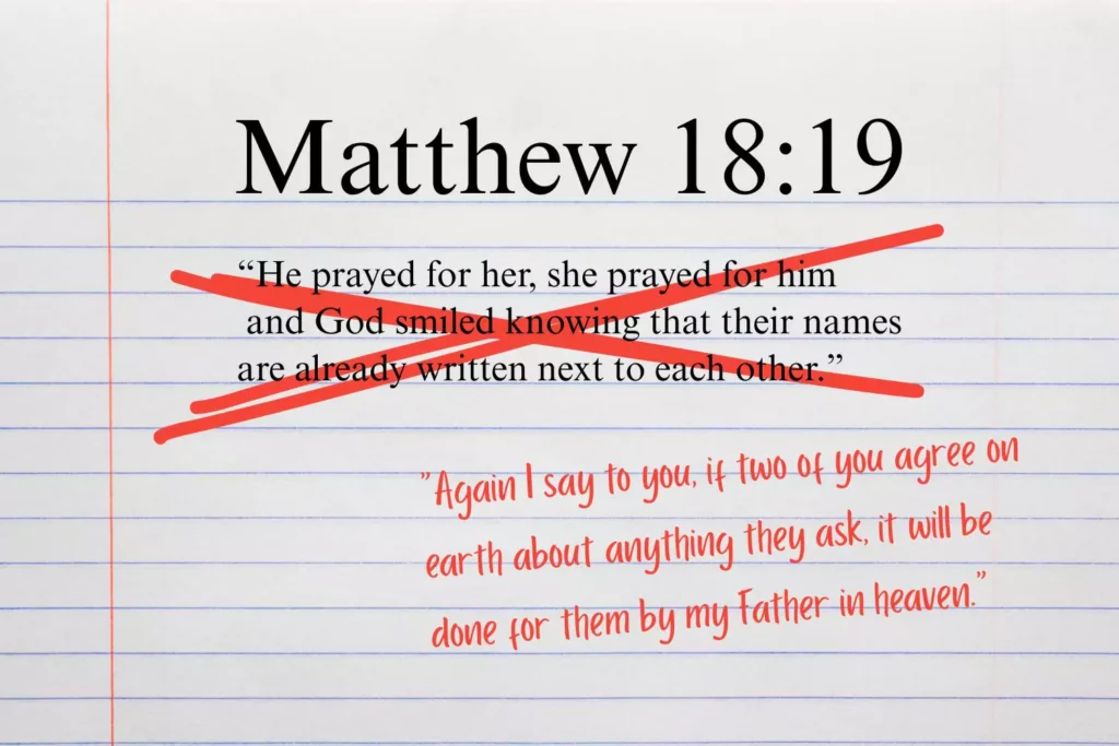A fake verse for Matt 18:19 crossed out an corrected - biblical literacy