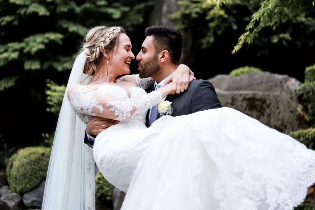 a bride and groom beginning their marriage