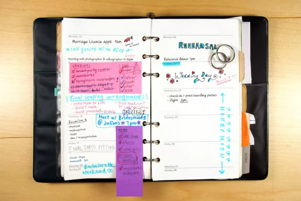 a wedding planner book