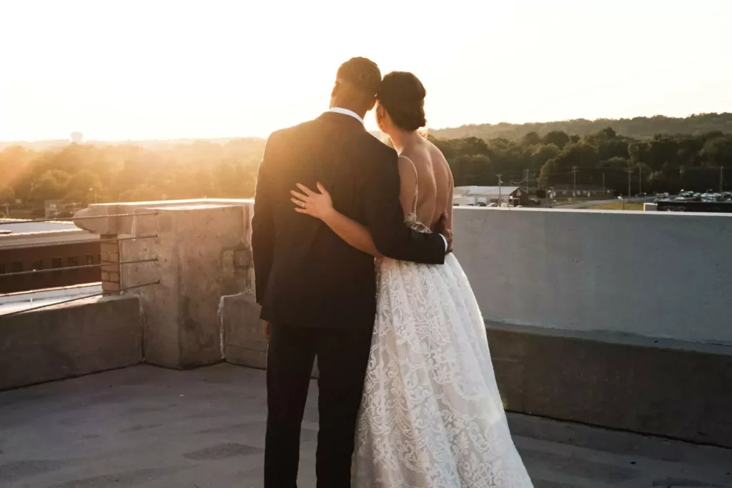 a bride and groom beginning their marriage